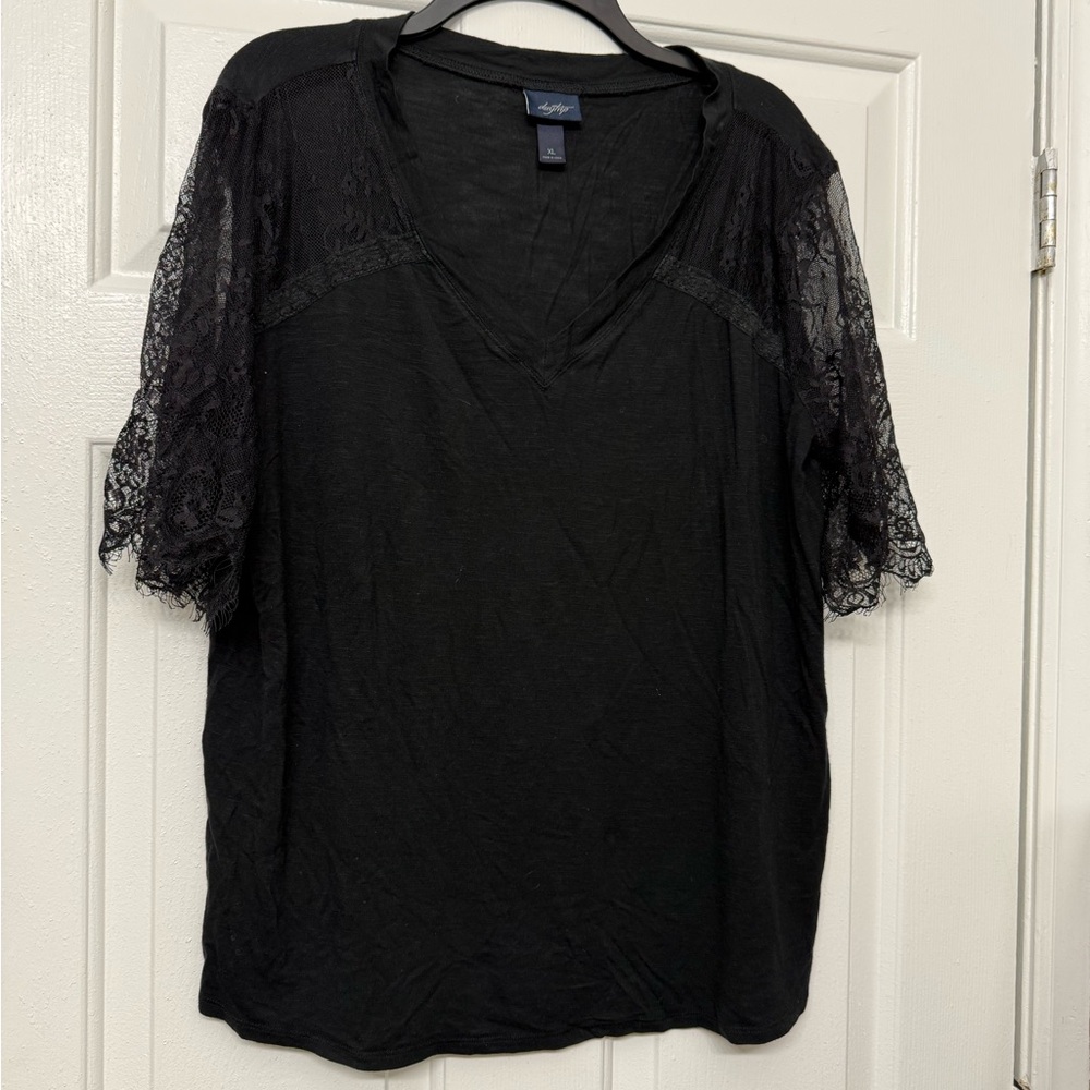 Daytrip Black Lace Sleeve Top